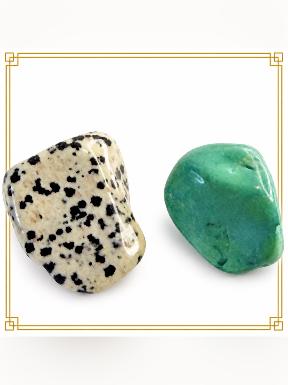 Set of 2️⃣ Natural Stones Dalmatian Jasper & Amazonite Polished Stone Duo